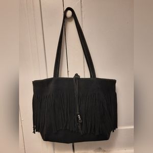 Black Suede Fringe Purse